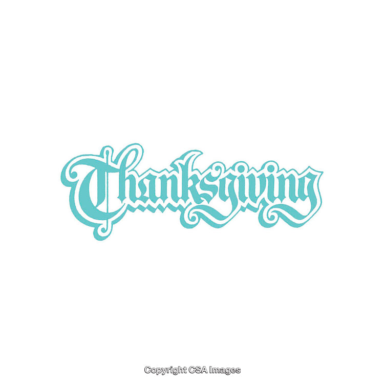 Stylized Thanksgiving Textual Design with Elegant Calligraphy and Turquoise Hue