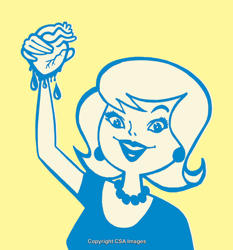 Retro Illustration of a Smiling Woman With a Hand Gesture