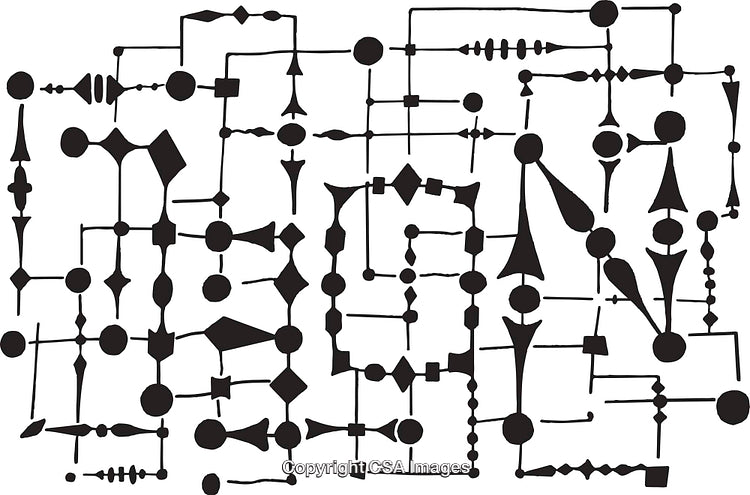 Abstract Black and White Pattern with Geometric and Organic Shapes