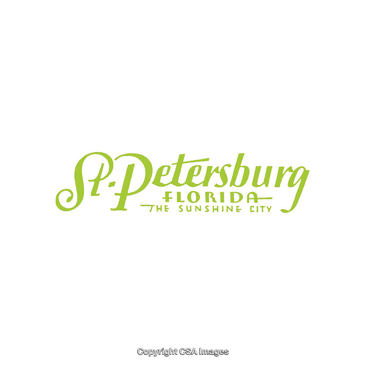 Green Typography Art Featuring St. Petersburg Florida Text and Sunshine City Motto
