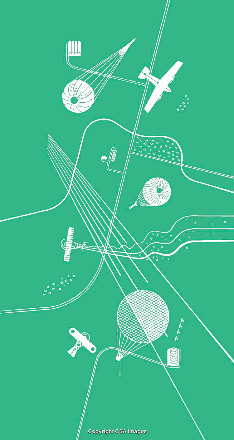 Minimalist Graphic with Aeronautical and Scientific Exploration Elements