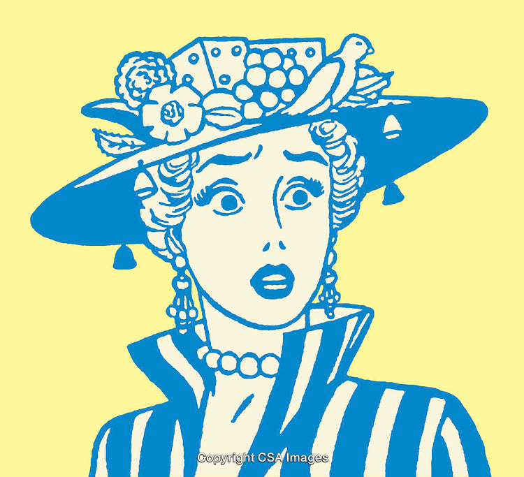 Vintage Pop Art Woman in Striped Outfit with Expressive Face