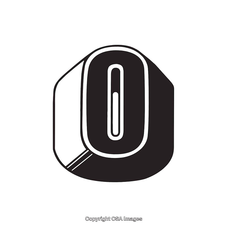 Black Stylized Letter O Design Element on White Background