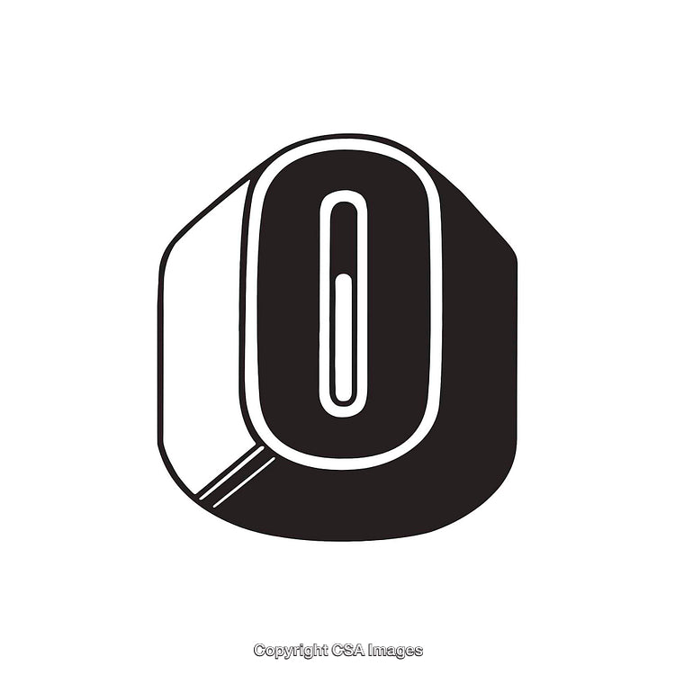 Black Stylized Letter O Design Element on White Background