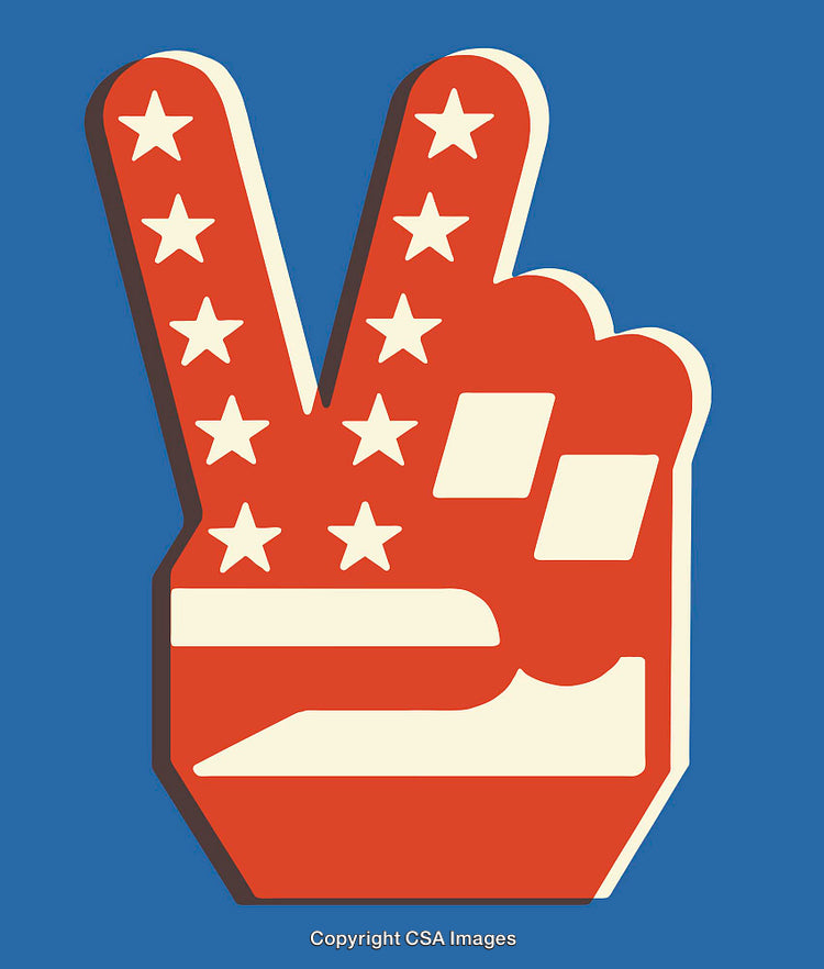 Patriotic Peace Sign Illustration with Red, White, and Blue Theme