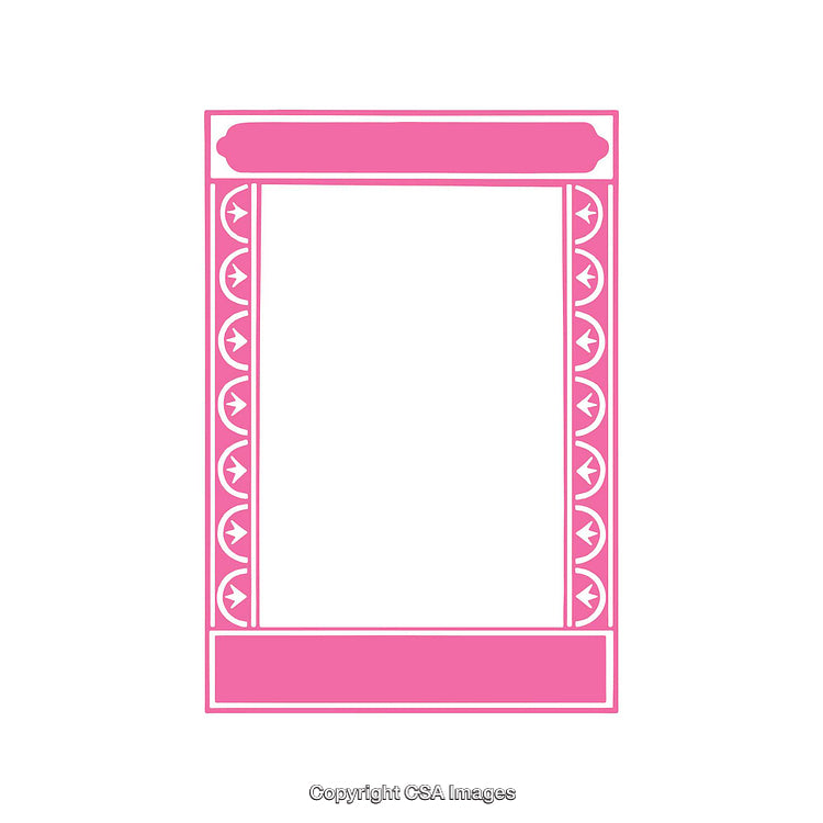 Pink Decorative Border with Ornamental Patterns and Blank Space for Custom Designs