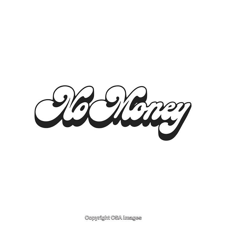 Retro Styled 'No Money' Lettering in Bold Monochrome Design