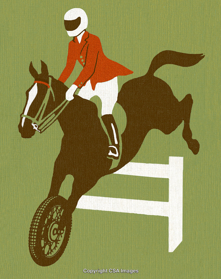 Modern and Artistic Illustration of Horse Riding with a Wheel Innovation