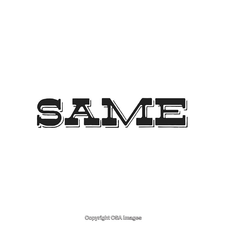 Bold Black Typography of the Word 'Same' on a White Background