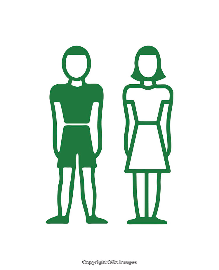 Simple Green Icons Depicting Male and Female Figures Standing Together