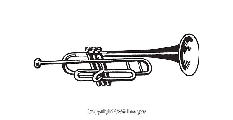 Monochrome Line Art Illustration of a Classic Trumpet Design
