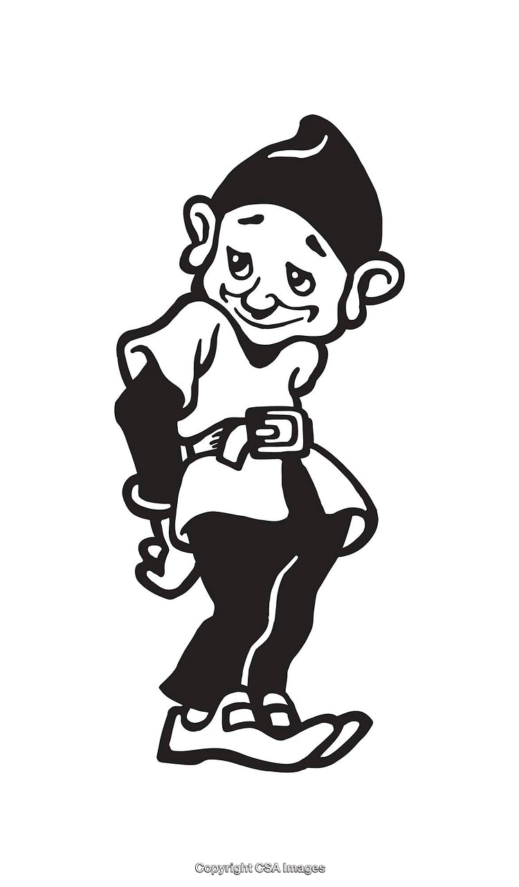 Charming Black And White Illustration of a Humorous Character in Line Art