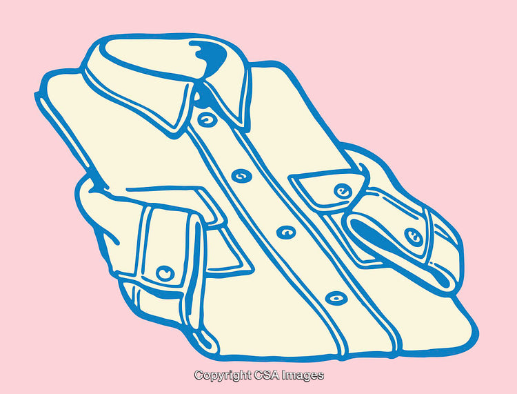 Stylized Line Art Illustration of a Folded Shirt on a Pink Background