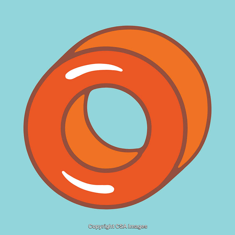 Vibrant Orange Double-Layered Letter O on Light Blue Background