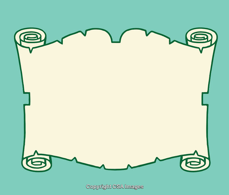 Blank Scroll Illustration on a Green Background for Decorative Projects