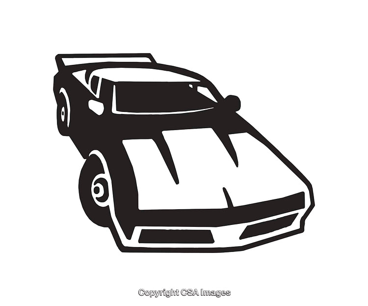 Black and White Line Art of a Classic Sports Car