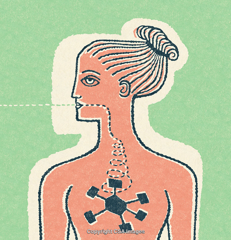Abstract Illustration of Human Anatomy and Viral Connection