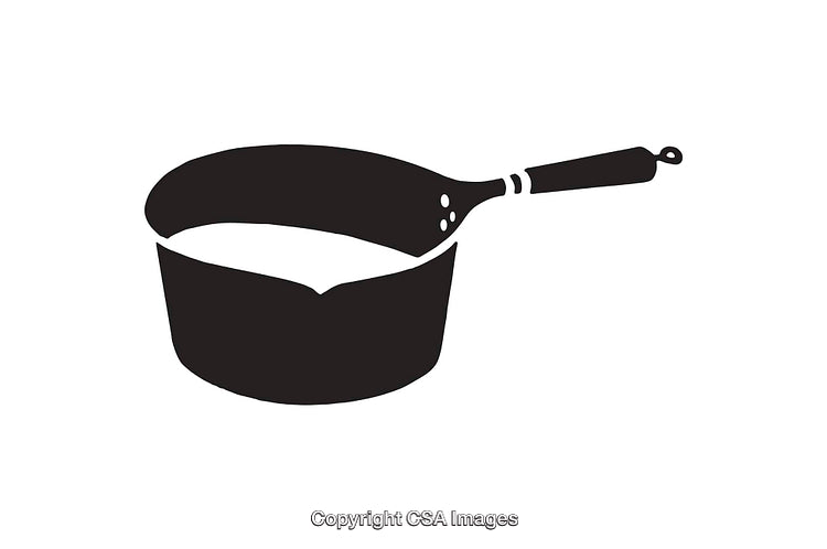 Black and White Icon of a Cooking Pan with Handle