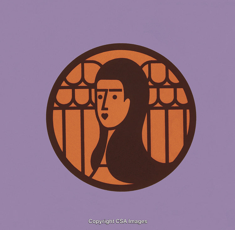 Modern Artistic Illustration of a Woman in Bold Colors and Geometric Shapes