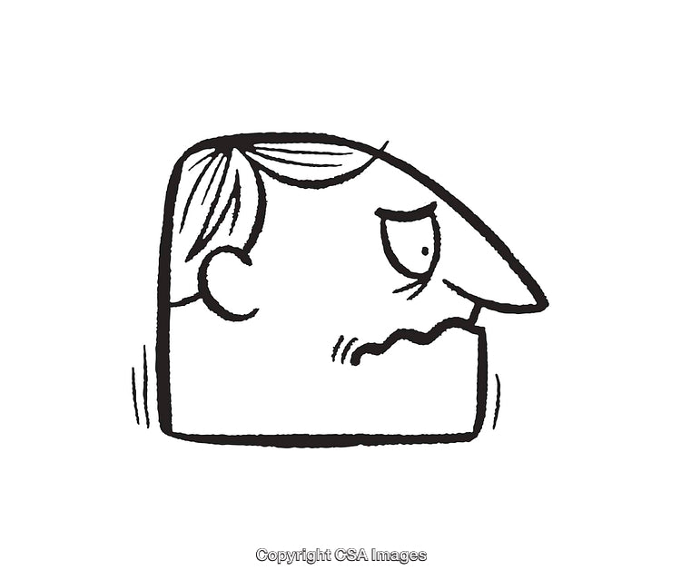 Hand-Drawn Black and White Illustration of a Concerned Facial Expression