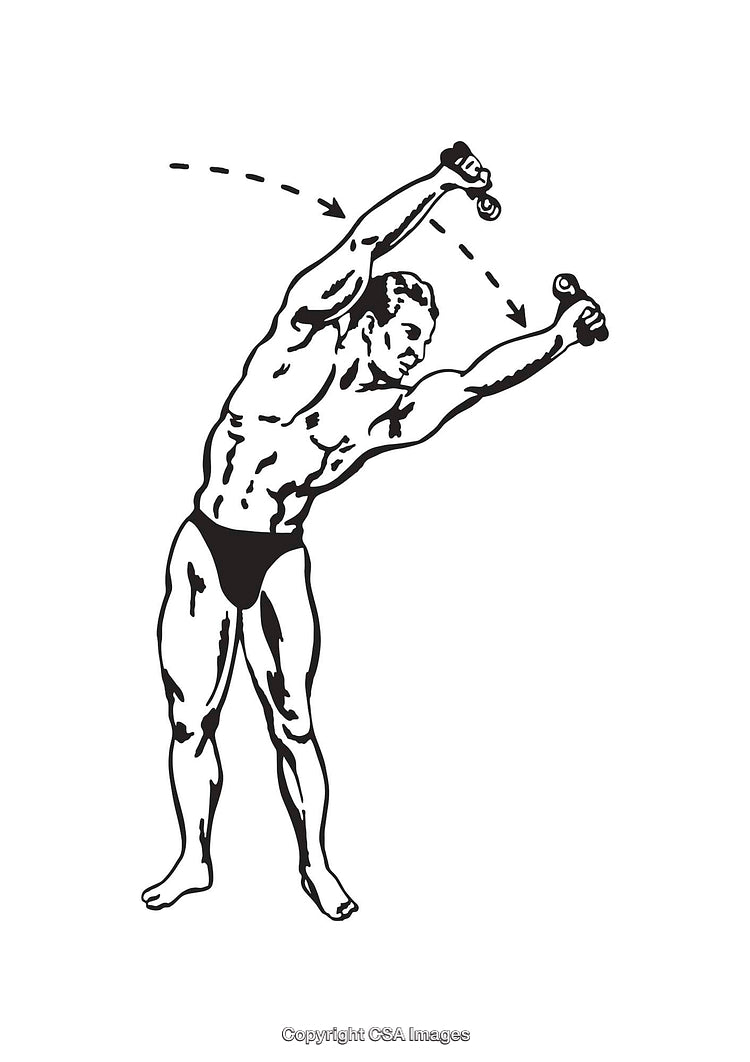Black and White Line Art of Fitness Exercise with Dumbbells
