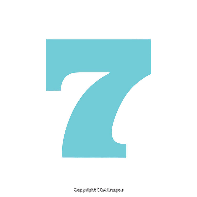 Number Seven in Blue on a White Background