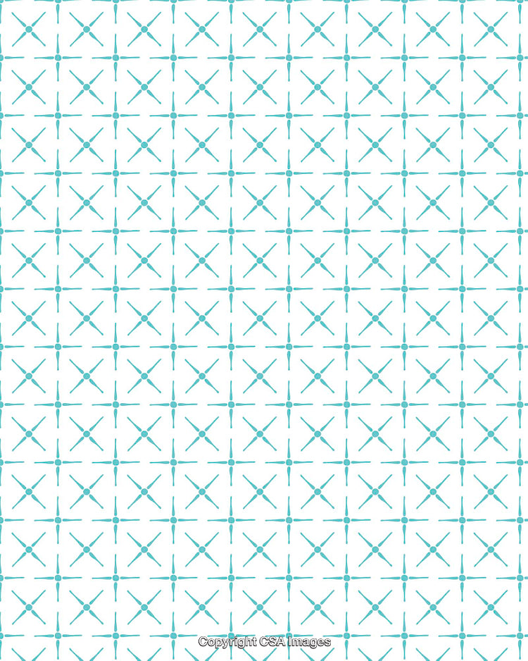 Teal Abstract Pattern With Crosses on a White Background