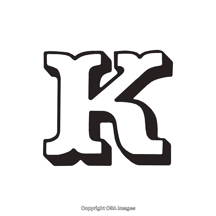 Stylized Black And White Letter K With Bold Design