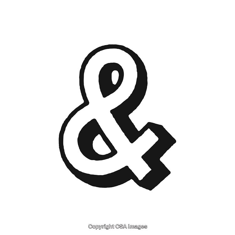 Black Hand-Drawn Ampersand Symbol on White Background