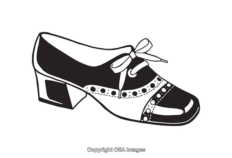 Black and White Line Art of a Stylish Oxford Shoe