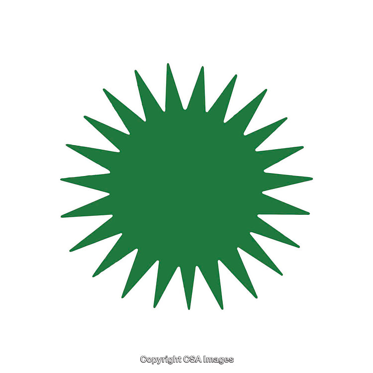 Abstract Green Starburst Design with Sharp Edges on White Background