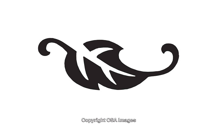 Black and White Decorative Swirl Leaf Silhouette Design