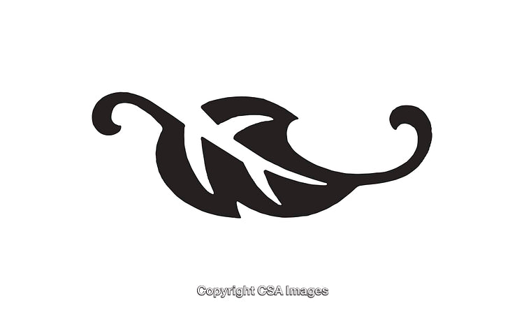 Black and White Decorative Swirl Leaf Silhouette Design