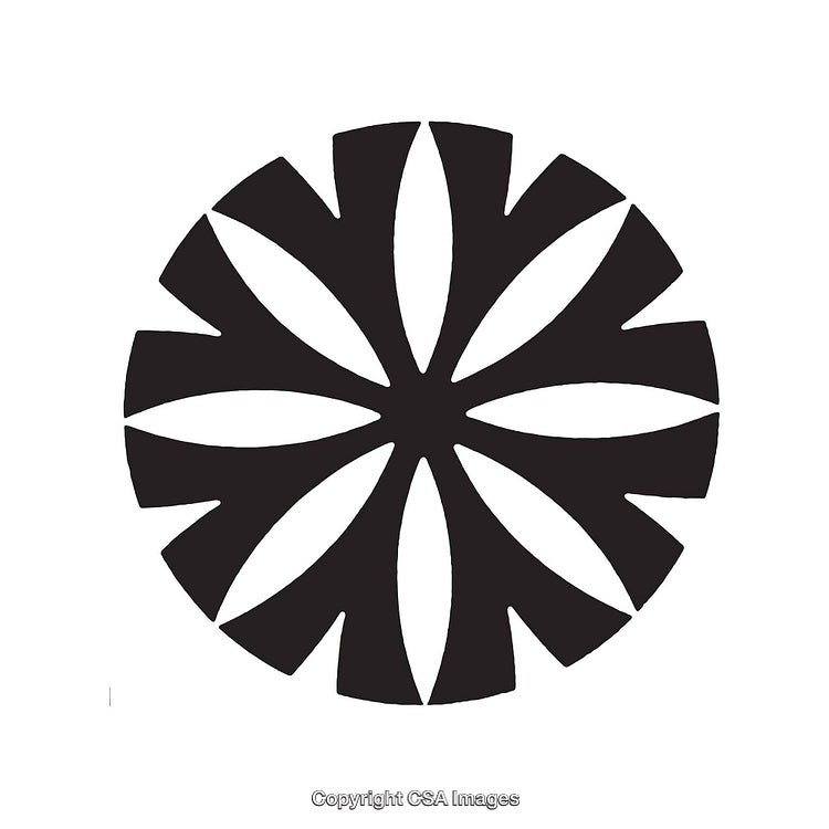 Black Circular Shape with Symmetrical Design Elements