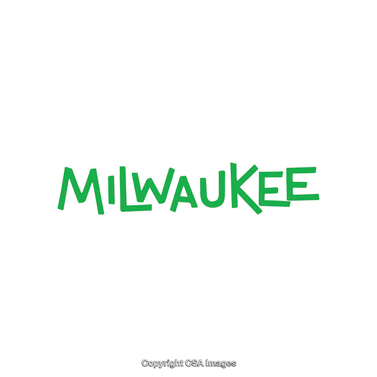 Milwaukee Word Design in Bold Green Lettering on White Background