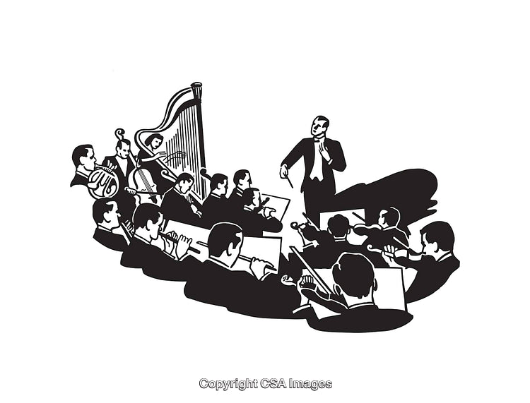 Conductor Leading Orchestra of Classical Musicians in Elegant Performance