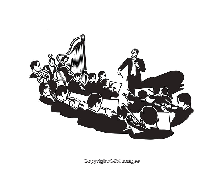 Conductor Leading Orchestra of Classical Musicians in Elegant Performance
