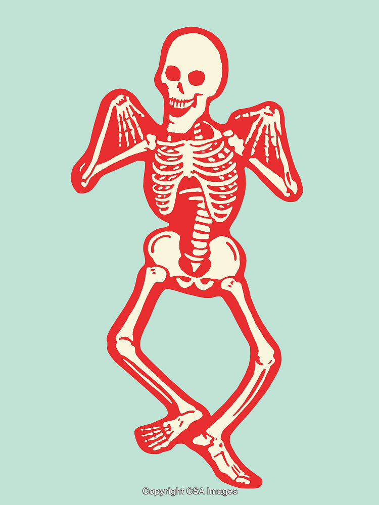 Skeleton Character Posing in Line Art Illustration Style
