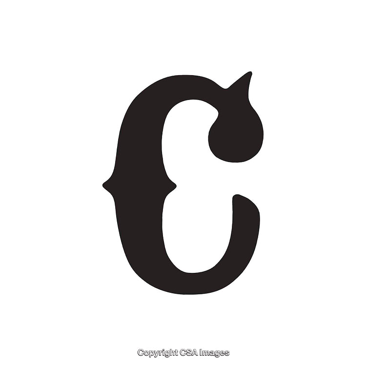 Black Silhouette of a Stylized Letter C Isolated on White