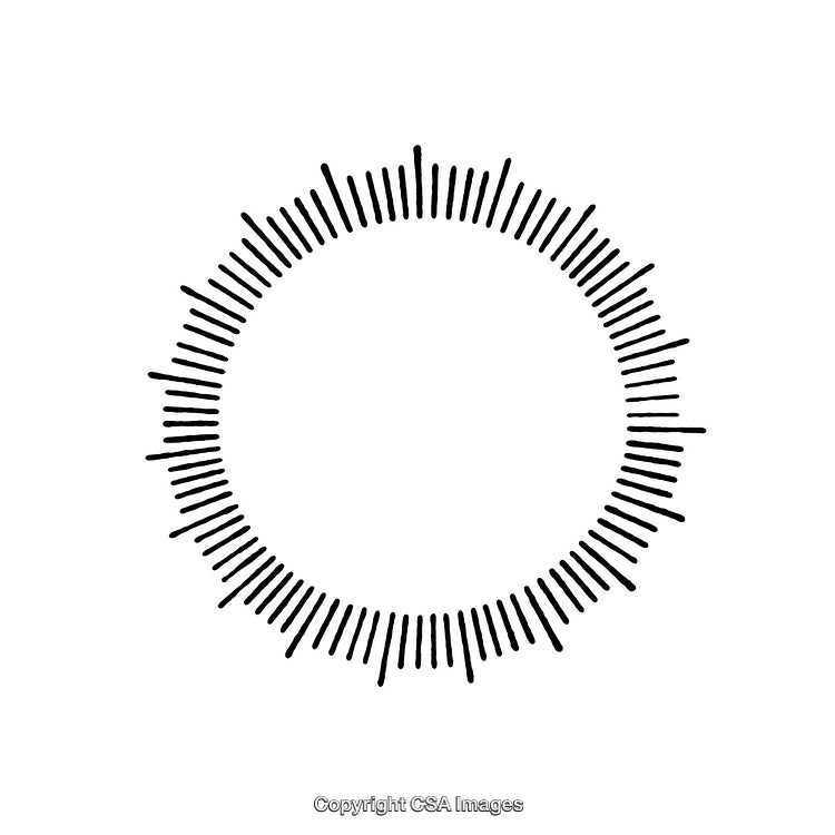 Minimalist Black and White Circular Border with Radiating Lines