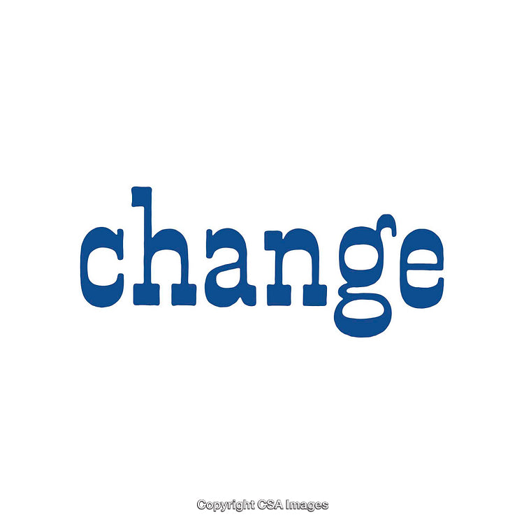 Simple Blue Typography Design with the Word Change on White Background