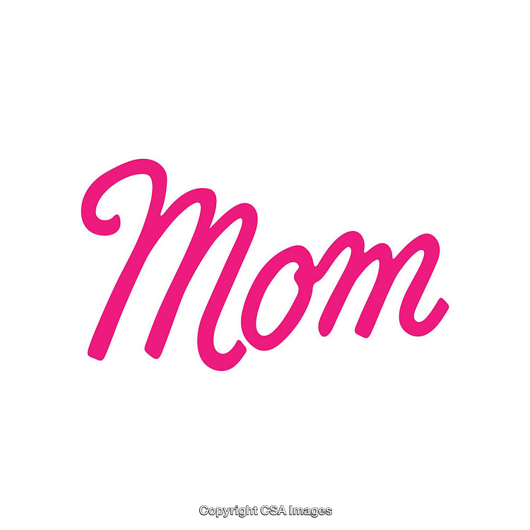 Pink Script Word Mom on White Background for Sentimental Designs