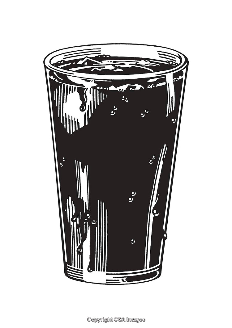 Black and White Line Illustration of a Drink in a Glass