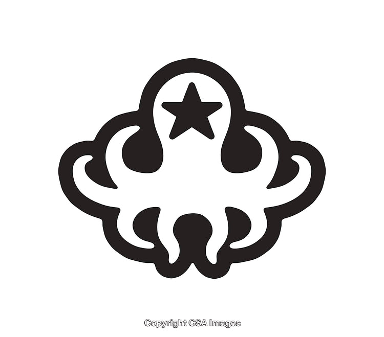 Black and White Line Art of Abstract Octopus with Star Motif
