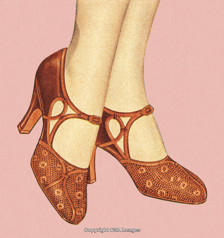 Vintage Illustration of Stylish Deco Shoes With Elaborate Design and Elegance