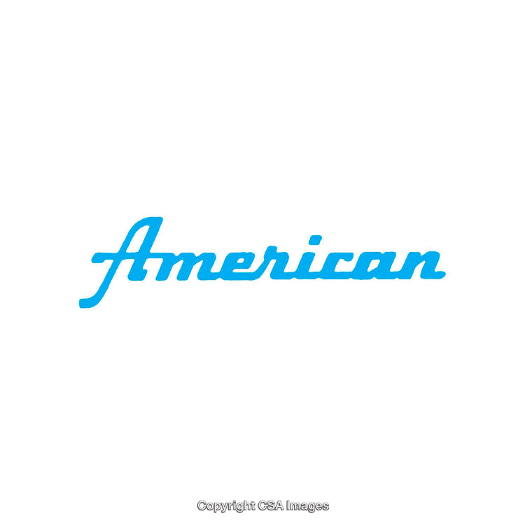 Blue American Script Text on Clean White Background