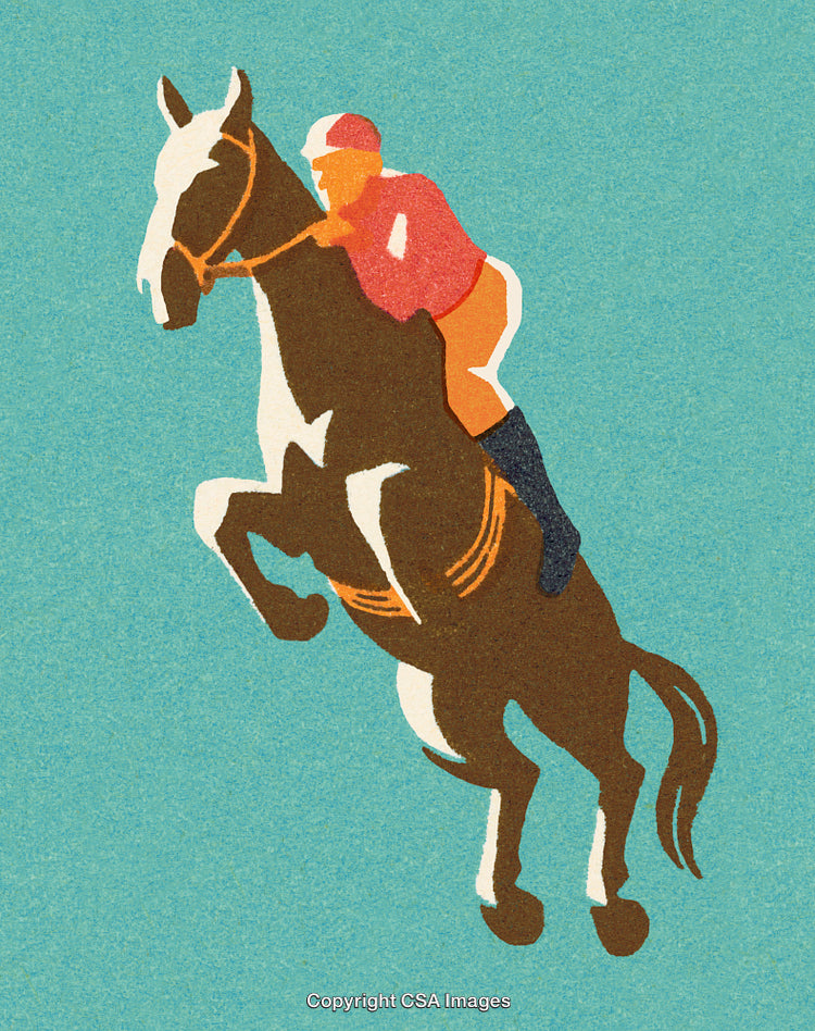 Abstract Illustration of Equestrian Jumping on a Horse