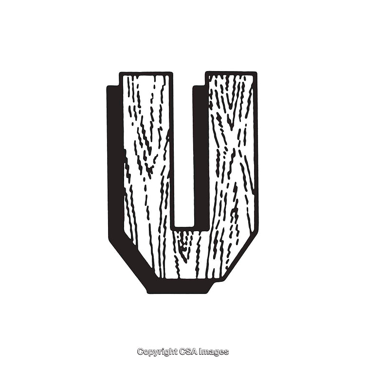 Hand-Drawn Letter U With Wooden Texture Style Illustration