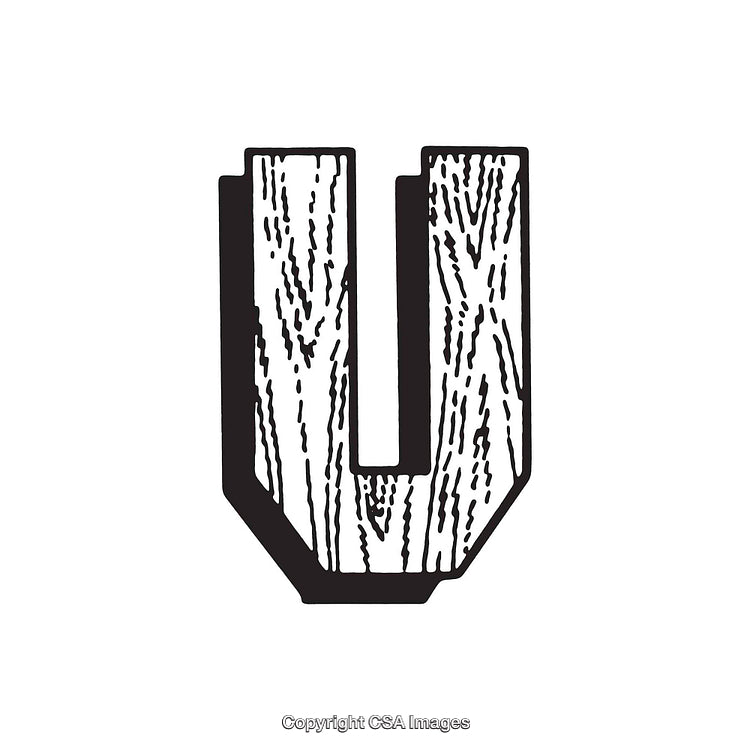 Hand-Drawn Letter U With Wooden Texture Style Illustration