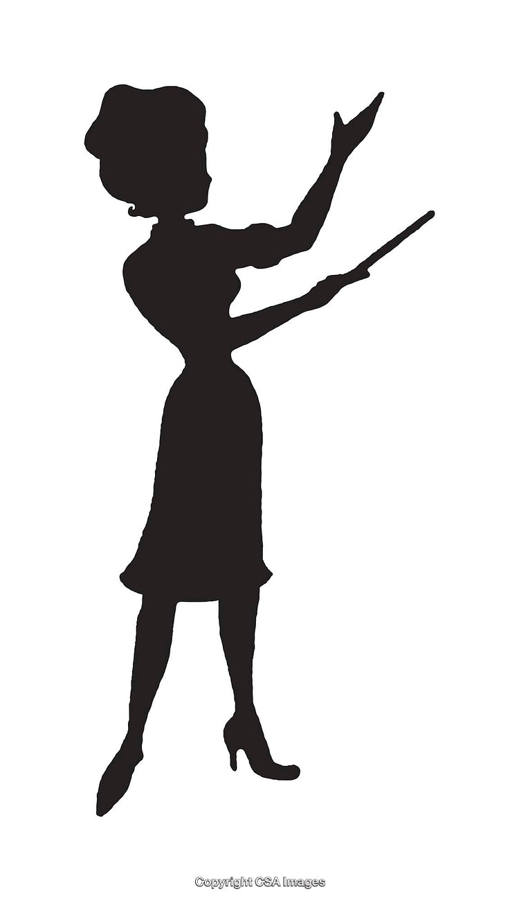 Silhouette of a Teacher Holding a Pointer in an Academic Pose